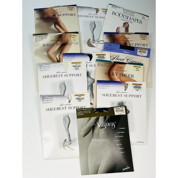 12pr VTG Womens Queen Short HOSIERY Pantyhose Stockings JCPenney NIP NEW - Picture 1 of 7